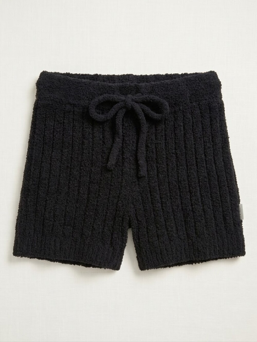 POL Fuzzy Ribbed Knit Lounge Shorts Black S Cozy Boucle Chenille Pajama Sleep